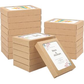 60 Pcs Greeting Card Storage Box,5.39 x 7.36 x 1 Inch Greeting Card Boxes Kraft Paper Box with PVC Transparent Window Bulk Frame Photo Storage Case (Kraft, 5.39 x 7.36 x 1 Inch)