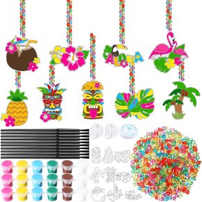 Blosssound 36 مجموعات Summer Suncatcher Kit Hawaii Aloha Suncatcher زخرفة ديكور ديي نافذة استوائية طلاء طقم طلاء فنون هاواي الخاصة بك للفنون الفصول الصيفية عيد ميلاد الحرف الصيفية
