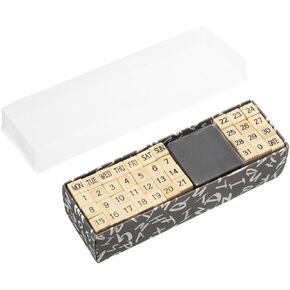 PATIKIL Rubber Stamps Number Weekly, 40Pcs Wood Number Stamp Wooden Rubber Stamp with Ink Pad Vintage Box for DIY Craft Card Making