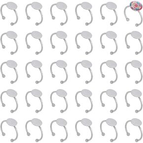 UNICRAFTALE 30 Pcs Adjustable Blank Rings Base Finger Rings Components Pad Ring Base Ring Tray 10mm Open Cuff Finger Rings Stainless Steel Flat Round Bezel Tray Ring for DIY Jewelry Making Supplies