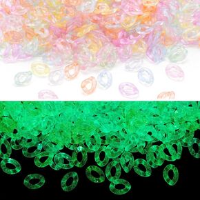 400 PCS توهج حلقات ربط ملونة في الحلقات البيضاوية المضيئة الملتوية على حلقات أكريليك بيضاوية لسلسلة كبح صنع سلسلة مجوهرات قلادة.