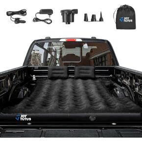 JOYTUTUS Truck Bed Air Mattress for 6-6.5Ft, Full Size Inflatable Air Mattress Short Truck Beds for Outdoor Camping, Truck Tent Accessories with Pump, Carry Bag & Cup Holder & Cavity Design