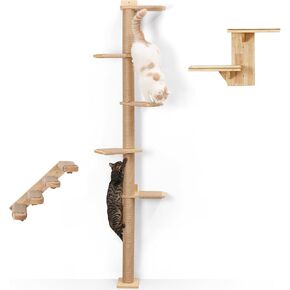 Fukumaru Cat Wall Furniture - شجرة نشاط القطط مع أرفف وخطوات ووظائف خدش للنوم واللعب والتسلق والتسكع