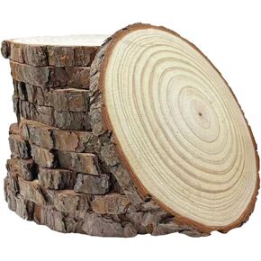 10 Pcs 9-10 Inch Unfinished Wood Slices for Centerpieces,Natural Wood Rounds for Crafts Rustic Wedding and Table Decorations,Wooden Discs with Tree Bark,Ideal for Crafts,Painting,and Holiday Decor