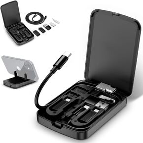 Multi-Functional Compact Cable Card with 22" USB-C Cable & USB-A/Micro-USB/Light/OTG USB Adapter Kit Cable Convertor Storage Box for Traveling Phone Pad Charging PC Computer Data Transfer in Kuwait