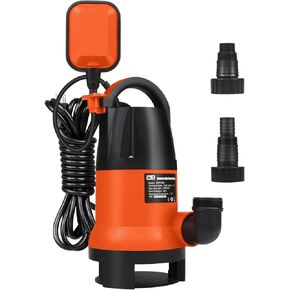 Sump Pump, Prostormer 1HP 3700GPH Submersible Clean/Dirty Water Pump with Automatic Float Switch for Pool, Pond,Garden, Flooded Cellar, Aquarium and Irrigation (Orange)