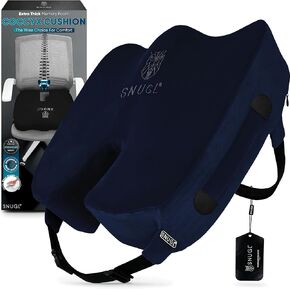 SNUGL Coccyx Cushion | Thick Memory Foam Seat Cushion for Office, Car, Wheelchair & Gaming Chair | Orthopedic Support Pillow for Tailbone, Sciatica, Back & Hip Pain Relief (Navy, Regular)