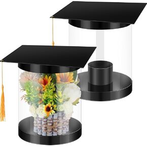 2 حزمة التخرج CAP CAP FLOME BOX CLASS OF 2025 CAP MONEY BOX HOLDER 12 INCH CLEAR FRANK BANTER FOR TRAGUTION Party Outdoor Indoor Celevations