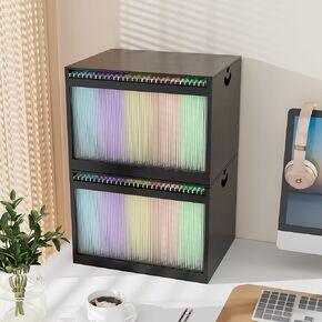 2 Pack Bamboo Hanging File Organizer, Office Desk File Organizer for Letter Size, Wood Hanging File Folders Organizer Record Holder Storage Stand Bookshelf Easy Assembly, White