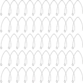UNICRAFTALE 50pcs V Shape Stainless Steel Earring Hooks 0.7mm Pin Ear Wire Findings with Loop Earrings Hooks for Dangle Earrings Jewelry Making 31x20x0.8mm, Hole 2.3mm