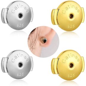 2 Pair Locking Earring Backs for Studs, 925 Sterling Silver & 14k Gold Plated, Secure, Hypoallergenic, 4 Pieces in Saudi Arabia