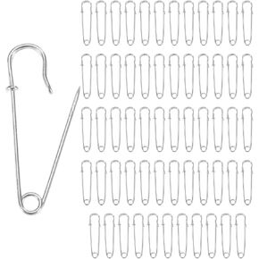 60-Pack Large Safety Pins, 1.1" Spring Lock Pins Blanket Bulk Pins for Fashion/Clothes/Sewing/Quilting/Upholstery/Laundry/DIY Craft/Decorative, Big Safety Pins [Black]