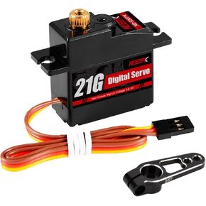 21G Micro Servo Motor ، عزم الدوران الرقمي المصغرة المصغرة مع ذراع 25T لـ 1/14 1/16 RC Crawler Car Car Model Parts Model Robot (2pcs مع ARM)