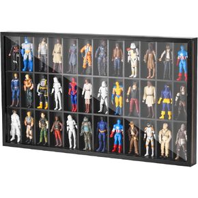 Plastic 3.75 inch Action Figures Display Case, Figure Collectors Showcase Wall Mounted, Dustproof Collectibles Box, Fit for Star was Black Series /Marvel Legends /DC/ GI Jeo etc. Figures, Black