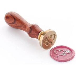 Wax Sealing Stamper, VOOSEYHOME Heart & Roses Seal Stamp with Rosewood Handle, Decorating on Invitation Mail Envelope Sealer Letter Card Poster Packings for Holiday Themed Party Wedding Signature