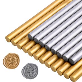 Laniakea 50pcs ختم شمع العصي شمع الختم العصي غراء المسلح ختم العصي الشمع لدعوات الزفاف والبطاقات والرسالة والمغلف (الذهب العتيقة والرمادي)