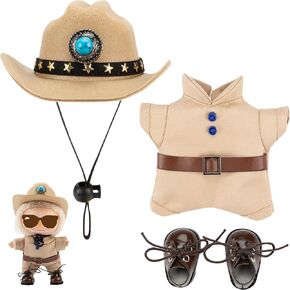 Fexia الراقية الأزياء Western Western Hat Clothes Salnes Service مناسبة للملحقات المصغرة التي تبلغ مساحتها 17 سم