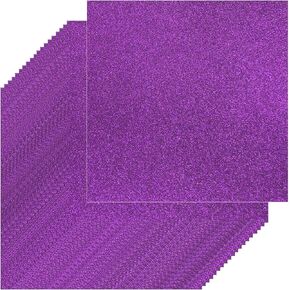 Acrux7 100 Sheets 12 x 12 Inch Purple Glitter Cardstock, 250GSM/92LB Purple Shimmer Paper, Sparkly Card Stock Construction Paper for DIY Craft, Invitations, Scrapbook, Party Decorations