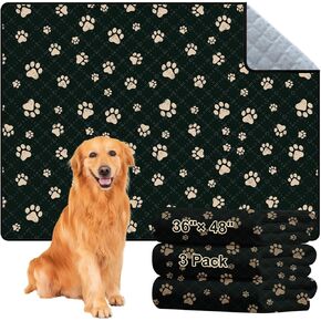 Washable Pee Pads for Dogs - 3 Pack Extra Large Reusable Puppy Pads with Super Absorbent - Waterproof Non Slip and Leakproof Pet Training Pads for Potty,Crate,Playpen,Whelping Box(36"x48")