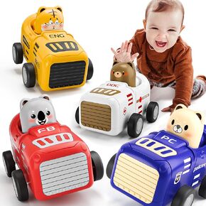 SEPHIX Toddler Car Toys for 1 Year Old Boy - First Birthday Gifts for 1 2 3 Year Old Boy - Press and Go Trucks Kids Animal Racing Cars Toy for Baby 12-18 24 Months