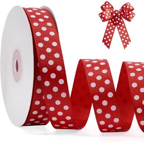 Polka Dot Grosgrain Ribbon 3/8 Inch, 25 Yards Spool Black and White Dot Craft Ribbon for Christmas Gift Wrapping DIY Crafts Hair Bows Wedding Party Decor Sewing and Home Decoration