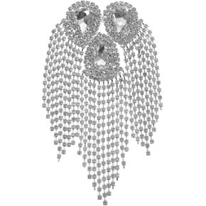 Crystal Rhinestone Shoulder Epaulettes, Tassel Chain Shoulder Epaulettes Crystal Fringe Shoulder Epaulette Tassel Epaulet Cloth Accessories Brooches for DIY Craft Clothes