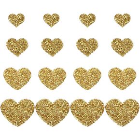 Patikil 4 أحجام بقع قلب حجر الراين ، 16 pcs شكل قلب على شكل قلب على بقع زين من راينستون بريق بريق بلوريات الخياطة للأحذية أكياس سروال ، وردي فاتح