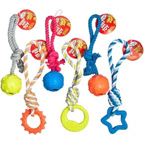 HEALTH & OUTDOORS Rope Chew Toy, 2 Pack, Dog Chew Toy, Tough Rope with Ball Active Play (Colors May Vary)