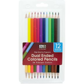 Art Advantage Dual Dual Color Pencil Set 12pc - أقلام الرصاص الملونة ، ورسم الرصاص للرسم ، والتظليل ، والمزج - أقلام الرصاص لألوان الكتب والفنانين