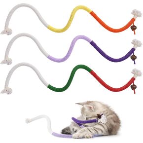 ألعاب Cat Toys مضغ الحبال ، 3 أجهزة كمبيوتر 27.9 بوصة ألعاب النعناعصة التفاعلية للقطط الداخلية ، وتنظيف الأسنان هريرة ألعاب مضغ لرعاية الأسنان