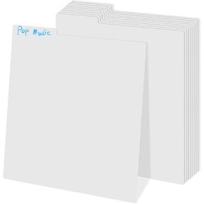10pcs Record Dividers, 12.5 x 13.49 Inch White Record Separator Archival Plastic Dividers with Visible Write On Index Tabs DIY Vinyl Record Organizer for Top Browsing