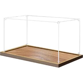 2cm high Walnut Wood Grain Display Box, countertop Display Box, Figure Model dust Box, Art Collection Box, Exquisite high-end Transparent Box, (high 10 CM, 10X10)