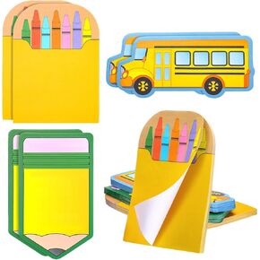 Eaasty 360 Sheets Teacher Appreciation Notepads End of Year Teacher Gifts from Student Large Cute Notepad Kids Pencil Crayon Box and Bus Back to School Classroom Bulletin Board Decor