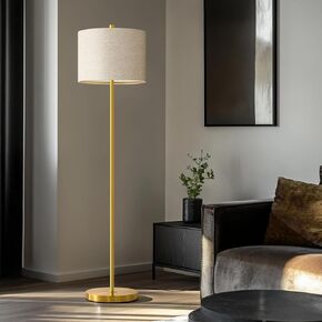 Oneach 61" Farmhouse Industrial Floor Lamp for Living Room Standing Floor Lamp Rustic Floor Lamps for Living Room Bedroom Tall Lamps with Rotary Switch for Bedroom with Natural Linen Lamp Shade