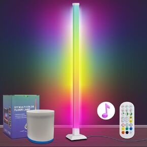 أضواء مصباح الأرضية الفائقة LED ، مصباح زاوية RGB 16 مليون لون مع Contorl عن بُعد ， أوضاع المشهد متعدد الألوان ، مزامنة الموسيقى ، مصباح أرضي متغير اللون لغرفة المعيشة ، غرفة نوم