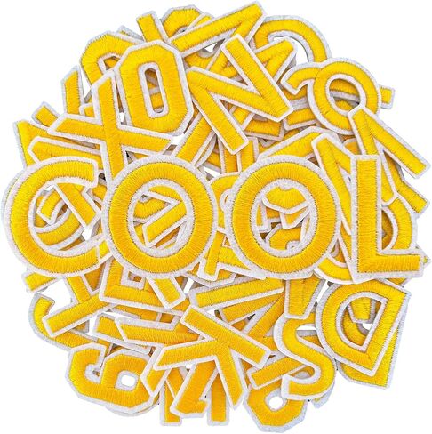 72pcs الحديد على رسائل تصحيحات وبقع الأرقام A - Z ، أرقام 0-9 ، رائعة للملابس ، الفساتين ، القبعات ، الجينز ، الملحقات DIY - الأصفر in Kuwait
