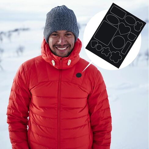 26pcs Puffer Down Jacket Patches, Self-Adhesive Nylon Repair Patch, Multi Shaped Waterproof Stick on Tape for Coat Clothing Tent Sleeping Bags Ski Pants Holes Repairing- Black in Saudi Arabia