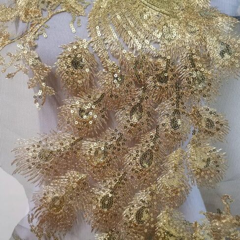 1pce Bright Color Embroidered Peacock Sewing Patches(23.5" X 13.4 ") (Gold Color) in Kuwait
