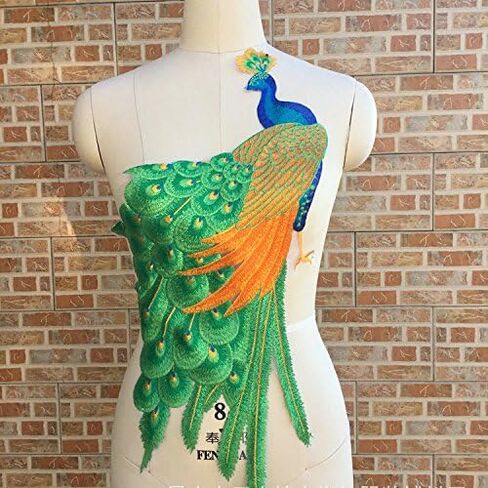 1pce Bright Color Embroidered Peacock Sewing Patches(23.5" X 13.4 ") (Gold Color) in Kuwait