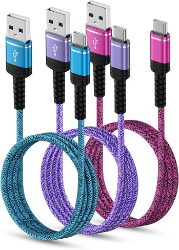 USB C Charger Cable Fast Charging 3 Pack 3ft for Samsung Galaxy Z Fold 6 Flip 6 S24 Ultra A15 5G A35 A14 A54 S23 FE S22 S21 S20 A32 A12 iPhone 15 Pro Max,3.1A Car USB A to C Android Phone Power Cord in Kuwait