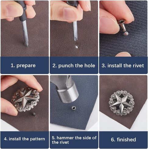 GORGECRAFT 1 Box 10 Sets Star Screw Back Buttons with Rivets 1.42" Pentagram Shape Antique Silver Metal Carving Conchos Castings Decorative Leather Ornament Fastener for Wallets Belts Vests Bags Craft in Saudi Arabia
