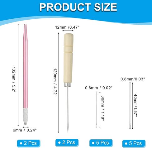 PATIKIL Doll Hair Rooting Holders Kit, 0.6mm/0.8mm Doll Hair Rerooting Knitting Needles with Wood Awls Crochet Hooks Doll Wig Tool for Doll Hair Making Supplies DIY Crafts, Pink in Saudi Arabia