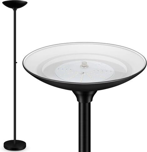 30W Torchiere Floor Lamp - 3600LM Super Bright LED Floor Lamp, 71 Inch Stepless Dimmable Standing Lamp with 3000K Lighting, Rotary Switch, Tall Metal Torch Floor lamps for Living Room/Bedroom (Black) in Saudi Arabia