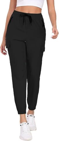 سراويل للمشي لمسافات طويلة للنساء UPF 50+ البضائع سريعة الجفاف مقاومة للماء خصر مرن جيوب بسحاب السفر العمل خفيف الوزن الجري in Kuwait