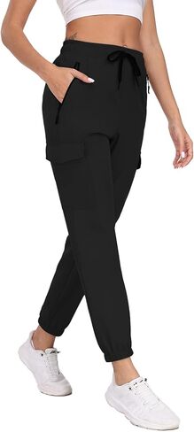 سراويل للمشي لمسافات طويلة للنساء UPF 50+ البضائع سريعة الجفاف مقاومة للماء خصر مرن جيوب بسحاب السفر العمل خفيف الوزن الجري in Kuwait