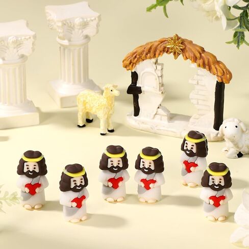 50pcs Tiny Jesus Statue with Red Heart, PVC Material Miniature Figures Small Mini Jesus Figurines Gift Favors Decoration (Mixed Color) in Saudi Arabia