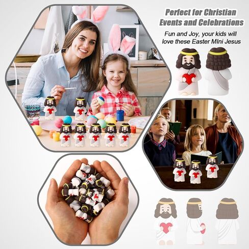 50pcs Tiny Jesus Statue with Red Heart, PVC Material Miniature Figures Small Mini Jesus Figurines Gift Favors Decoration (Mixed Color) in Saudi Arabia