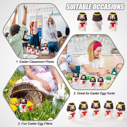 50pcs Tiny Jesus Statue with Red Heart, PVC Material Miniature Figures Small Mini Jesus Figurines Gift Favors Decoration (Mixed Color) in Saudi Arabia