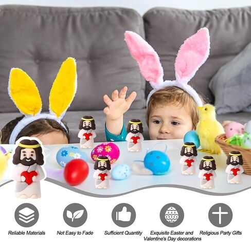 50pcs Tiny Jesus Statue with Red Heart, PVC Material Miniature Figures Small Mini Jesus Figurines Gift Favors Decoration (Mixed Color) in Saudi Arabia