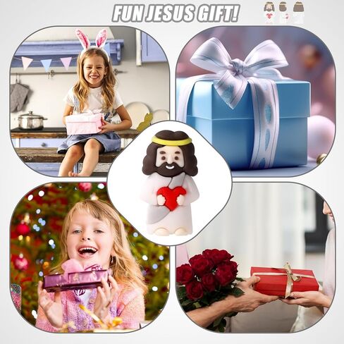 50pcs Tiny Jesus Statue with Red Heart, PVC Material Miniature Figures Small Mini Jesus Figurines Gift Favors Decoration (Mixed Color) in Saudi Arabia